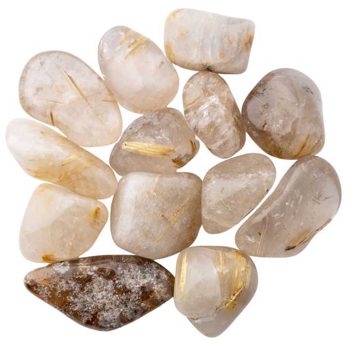 Rutilated Quartz 2nd Quality Medium Tumblestone 20-30mm, Brazil (100g) NETT