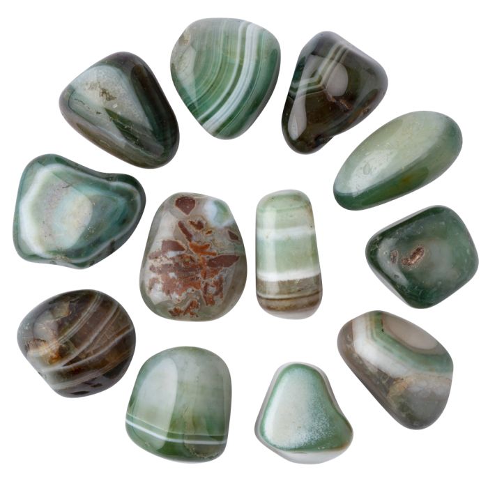 Banded Agate Green Large Tumblestone 30-40mm, Brazil (250g) NETT