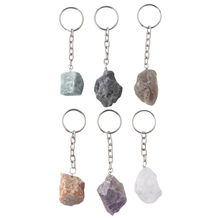 Rough Assorted Stones Keyrings, Brazil (6pcs) NETT