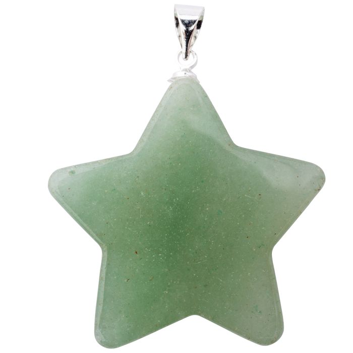 Green Aventurine Flat Star Pendant with Silver Plated Bail (1pc) NETT