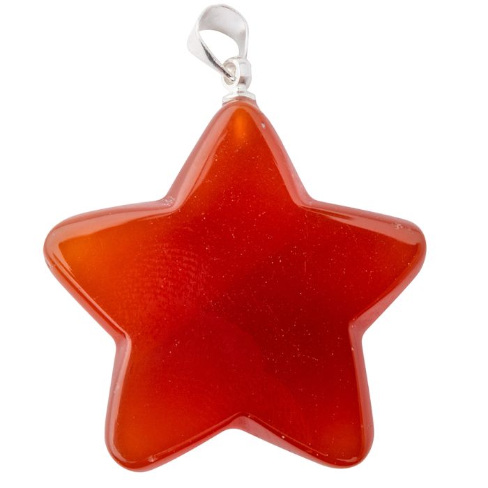 Carnelian Flat Star Pendant with Silver Plated Bail (1pc) 