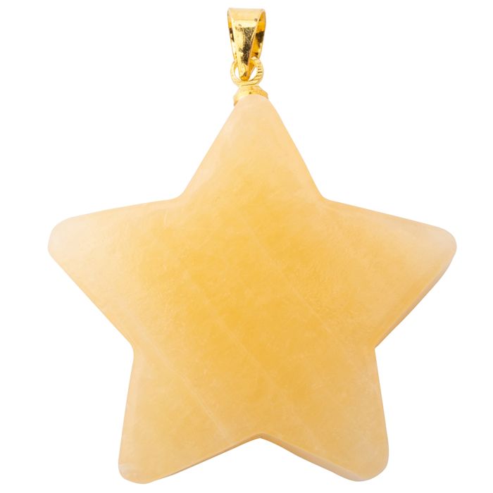 Calcite Yellow Flat Star Pendant with Gold Plated Bail (1pc) NETT