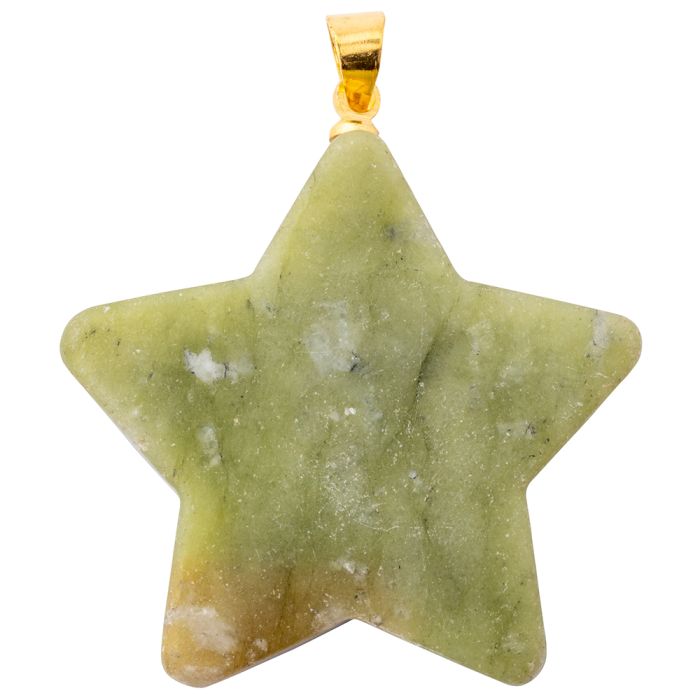 Serpentine Flat Star Pendant with Gold Plated Bail (1pc) 