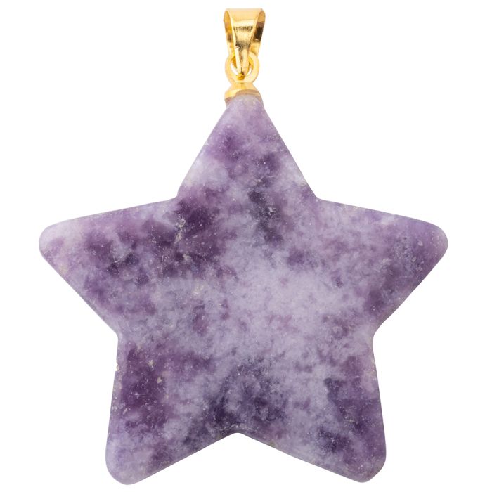 Lepidolite Flat Star Pendant with Gold Plated Bail (1pc) NETT