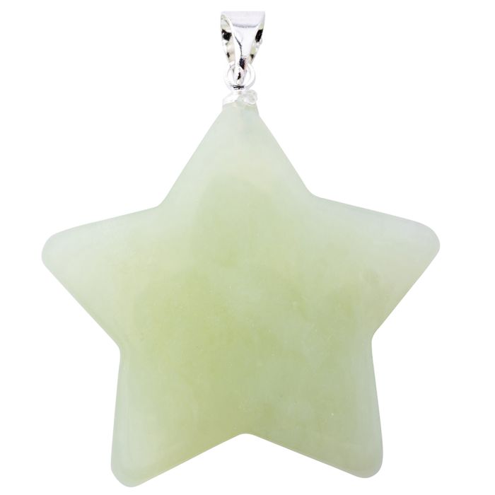 New Jade Puff Star Pendant with Silver Plated Bail (1pc) NETT