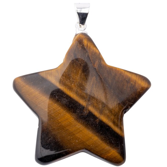 Tiger Eye Puff Star Pendant with Silver Plated Bail (1pc) NETT