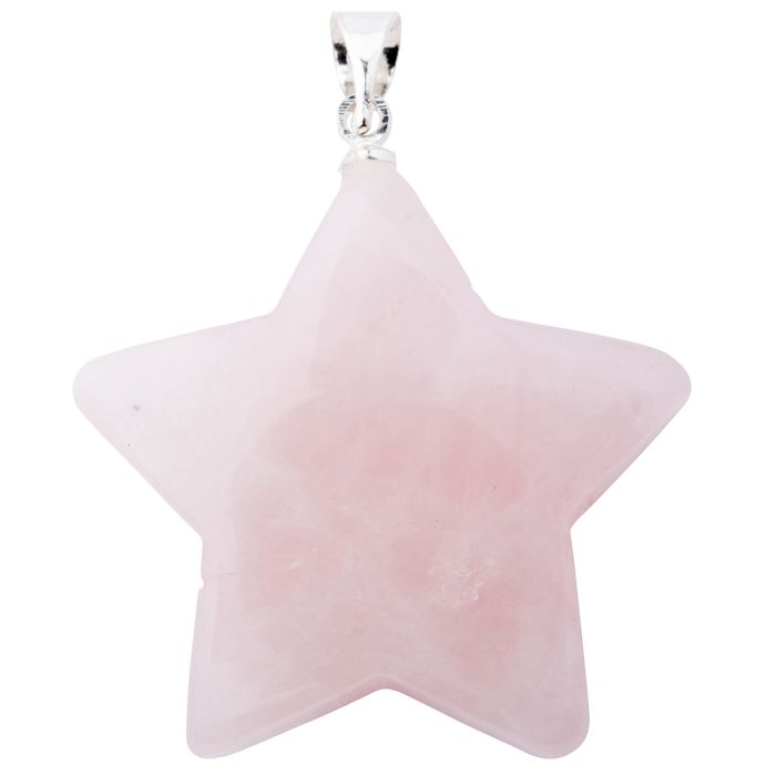 Rose Quartz Puff Star Pendant with Silver Plated Bail (1pc) NETT