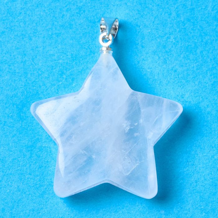 Rock Crystal Puff Star Pendant with Silver Plated Bail (1pc) NETT