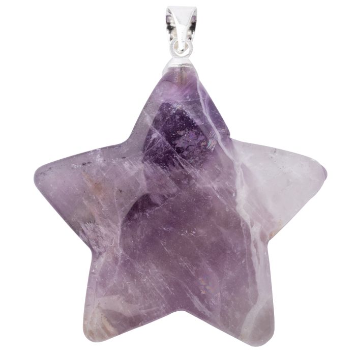 Amethyst Puff Star Pendant with Silver Plated Bail (1pc) NETT