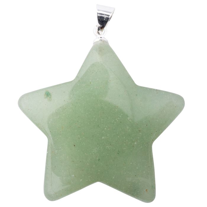 Green Aventurine Puff Star Pendant with Silver Plated Bail (1pc) NETT