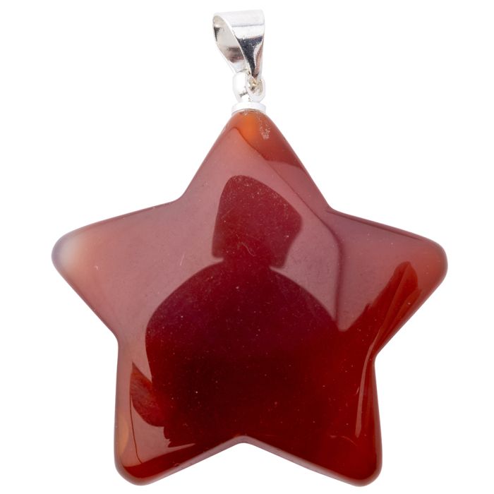 Carnelian Puff Star Pendant with Silver Plated Bail (1pc) NETT