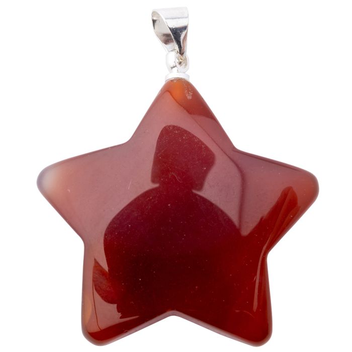 Carnelian Puff Star Pendant with Silver Plated Bail (1pc) 