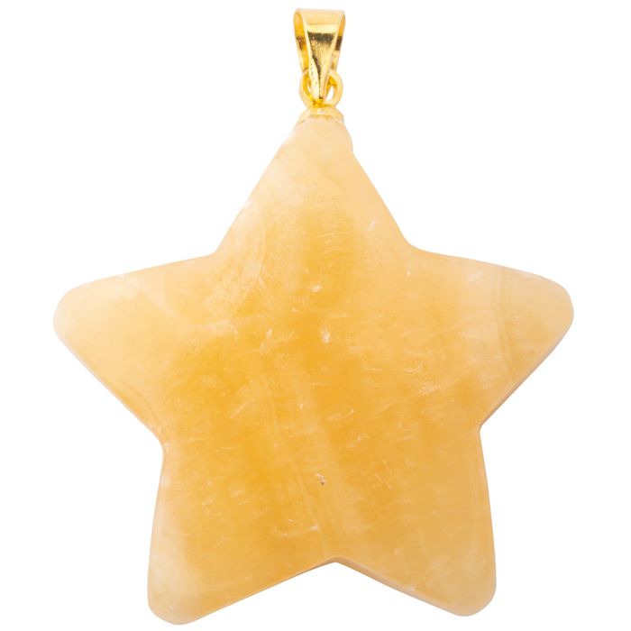 Yellow Calcite Puff Star Pendant with Gold Plated Bail (1pc) NETT