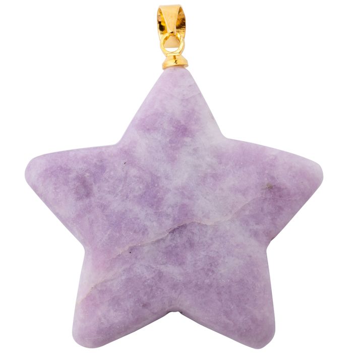 Lepidolite Puff Star Pendant with Gold Plated Bail (1pc) NETT