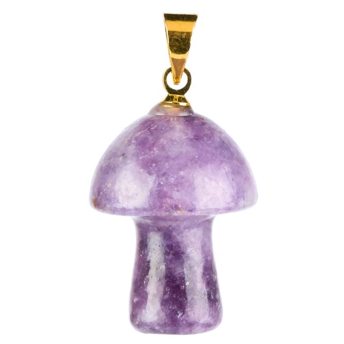 Lepidolite 20mm Mushroom Pendant with Gold Plated  Bail (1pc) NETT