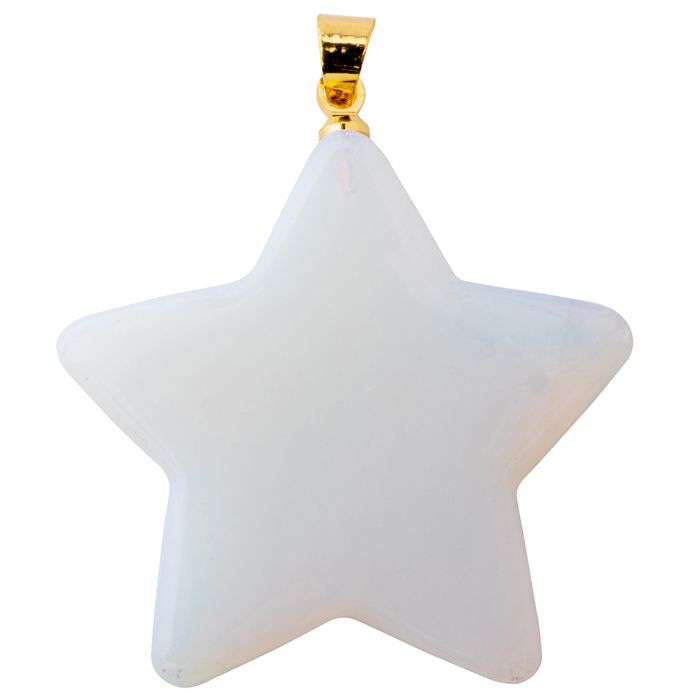 Opalite Flat Star Pendant with Gold Plated Bail (1pc) 
