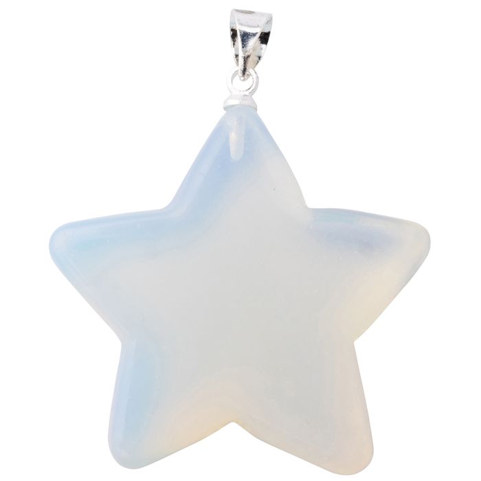 Opalite Flat Star Pendant with Silver Plated Bail (1pc) NETT