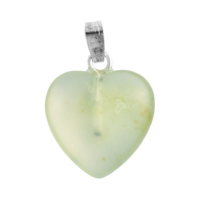 New Jade Heart Pendant 15mm Silver Plated Bail (1pc) NETT