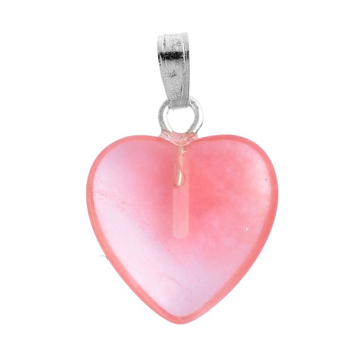 Cherry Quartz (synthetic) Heart Pendant 15mm Silver Plated Bail (1pc) NETT