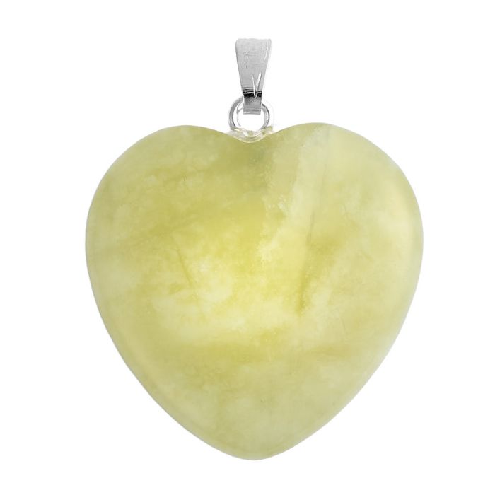 New Jade Heart Pendant 25mm Silver Plated Bail (1pc) NETT