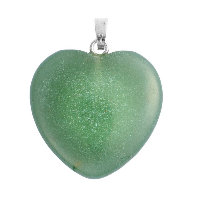 Green Aventurine Heart Pendant 25mm Silver Plated Bail (1pc) NETT