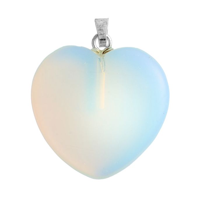 Opalite (synthetic) Heart Pendant 25mm Silver Plated Bail (1pc) NETT