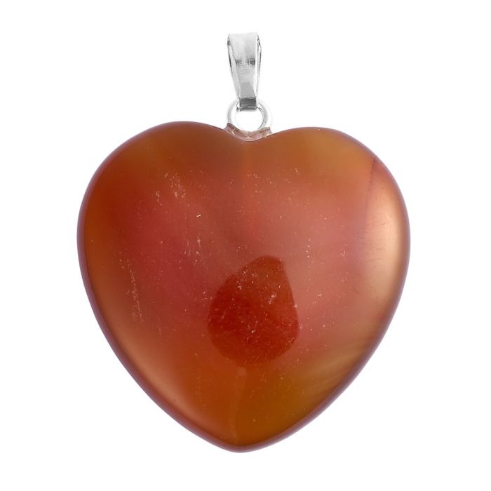 Carnelian Heart Pendant 25mm Silver Plated Bail (1pc) NETT