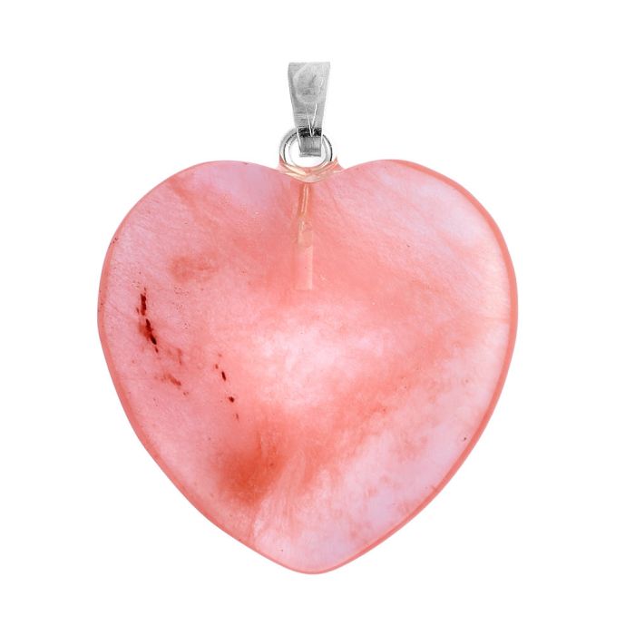 Cherry Quartz (synthetic) Heart Pendant 25mm Silver Plated Bail (1pc) NETT