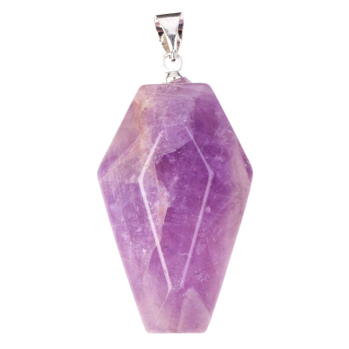 Amethyst Coffin Pendant with Silver Plated Bail 19x30mm (1pc) NETT