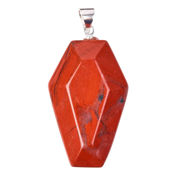 Red Jasper Coffin Pendant with Silver Plated Bail 19x30mm (1pc) NETT