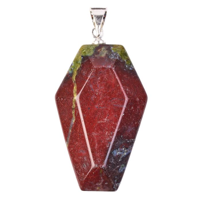 Dragon Stone Coffin Pendant with Silver Plated Bail 19x30mm (1pc) NETT