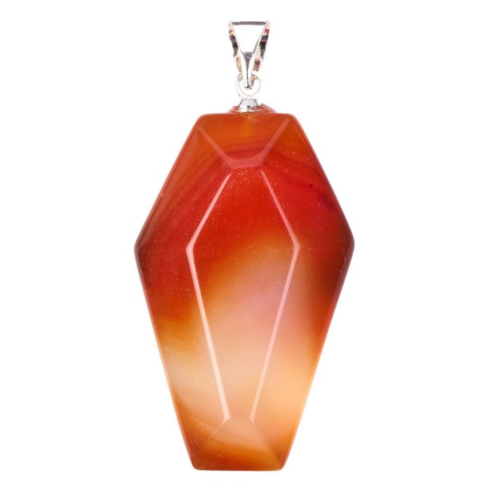 Carnelian Coffin Pendant with Silver Plated Bail 19x30mm (1pc) NETT