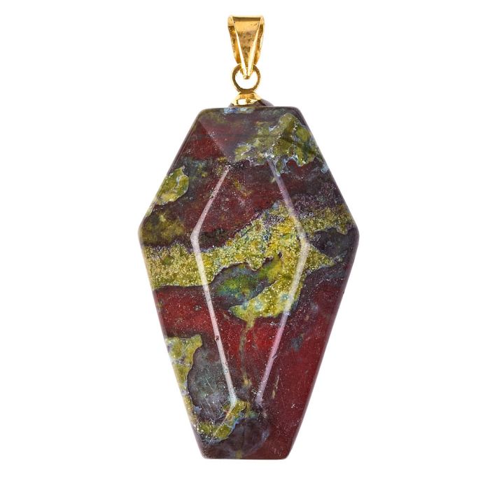 Dragon Stone Coffin Pendant with Gold Plated Bail 19x30mm (1pc) NETT