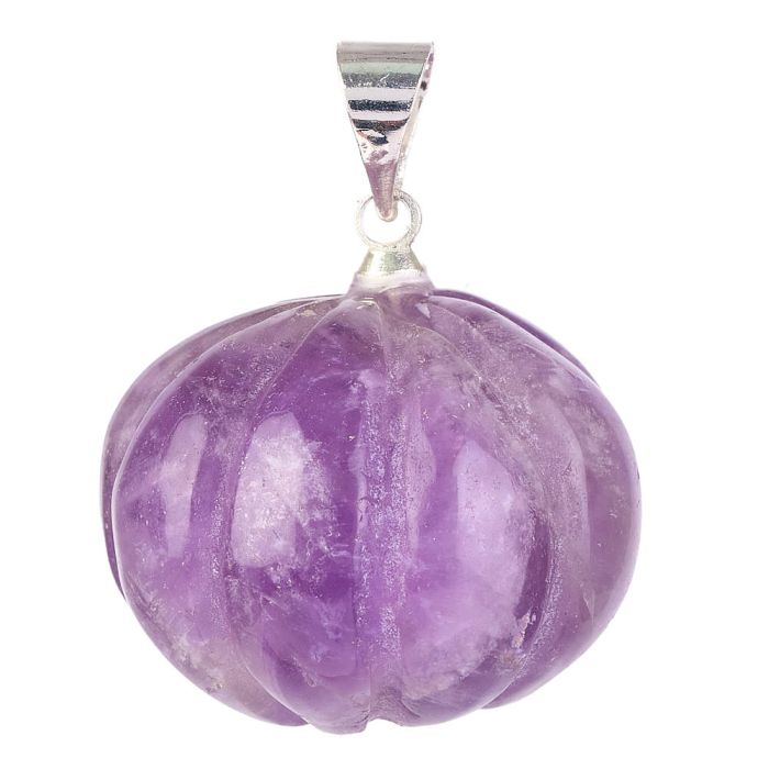 Amethyst Mini Pumpkin Pendant with Silver Plated Bail 20mm (1pc) NETT