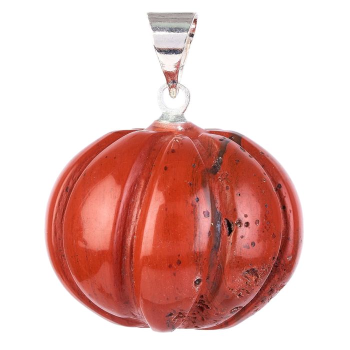 Red Jasper Mini Pumpkin Pendant with Silver Plated Bail 20mm (1pc) NETT