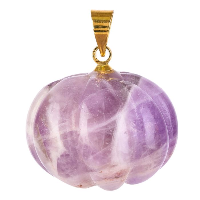 Amethyst Mini Pumpkin Pendant with Gold Plated Bail 20mm (1pc) NETT