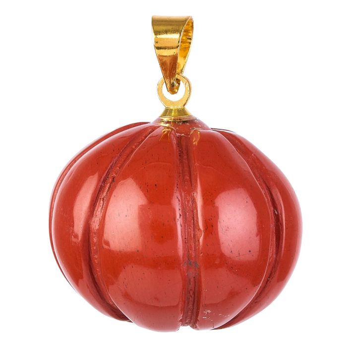 Red Jasper Mini Pumpkin Pendant with Gold Plated Bail 20mm (1pc) NETT