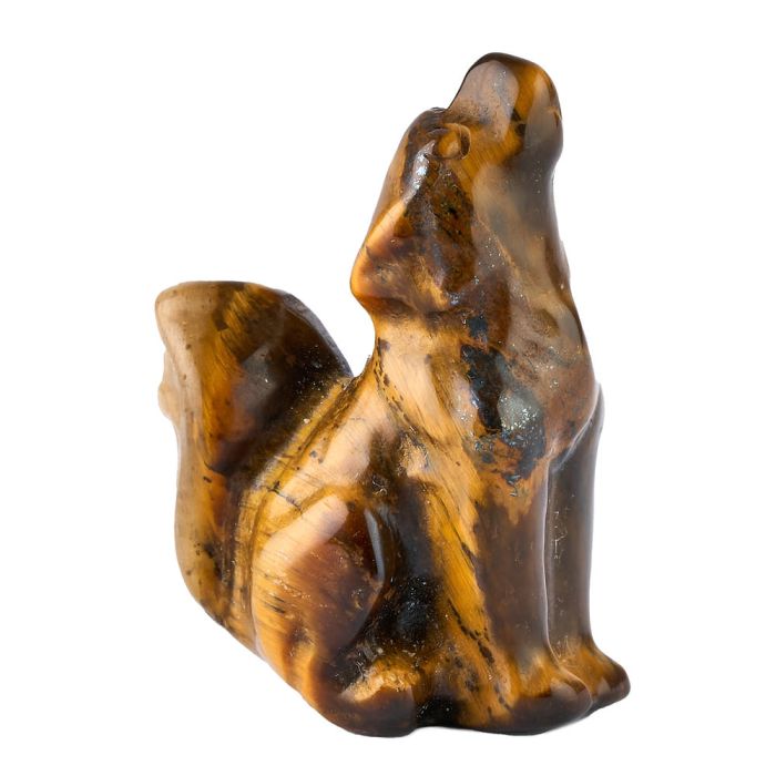 Tiger Eye Wolf Carving (1pc)