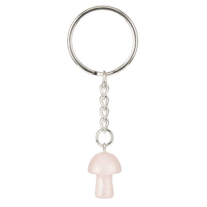 Rose Quartz Mushroom Keyring (1pc)