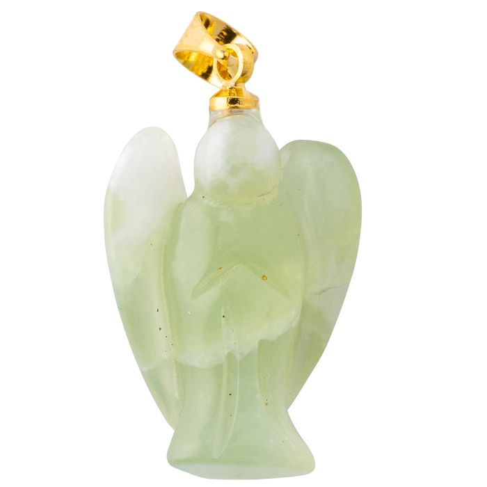 New Jade Angel Pendant, Gold Plated Bail 20mm (1pc) 