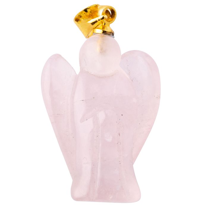 Rose Quartz Angel Pendant, Gold Plated Bail 20mm (1pc) NETT