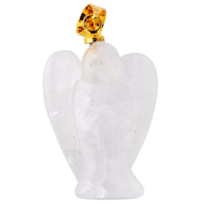 Rock Crystal Angel Pendant, Gold Plated Bail 20mm (1pc) NETT