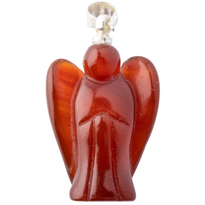 Carnelian Angel Pendant, Silver Plated Bail 20mm (1pc) NETT