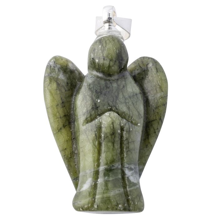 Serpentine Angel Pendant, Silver Plated Bail 20mm (1pc) NETT