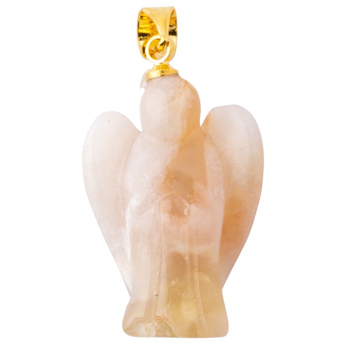 Flower Agate Angel Pendant, Gold Plated Bail 20mm (1pc) NETT
