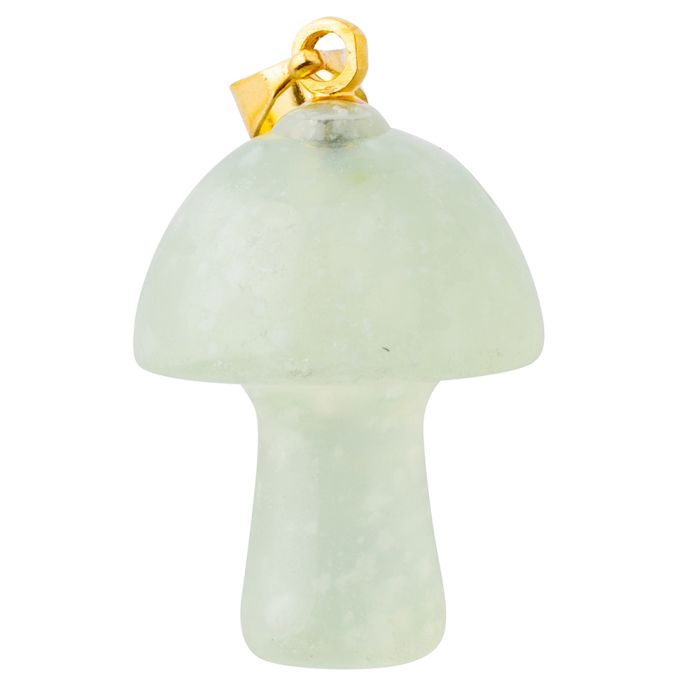 New Jade Mushroom Pendant 20mm, Gold Plated Bail (1pc) NETT