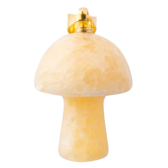 Calcite Yellow Mushroom Pendant 20mm, Gold Plated Bail (1pc) NETT