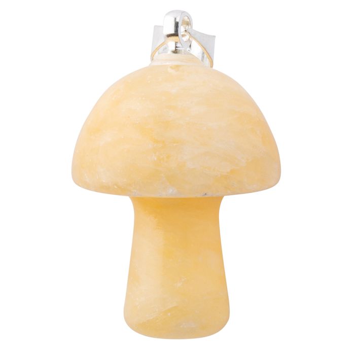 Calcite Yellow Mushroom Pendant 20mm, Silver Plated Bail (1pc) NETT