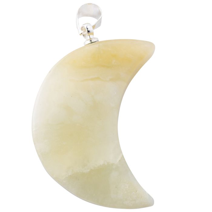 New Jade Moon Pendant 30mm, Silver Plated Bail (1pc) NETT