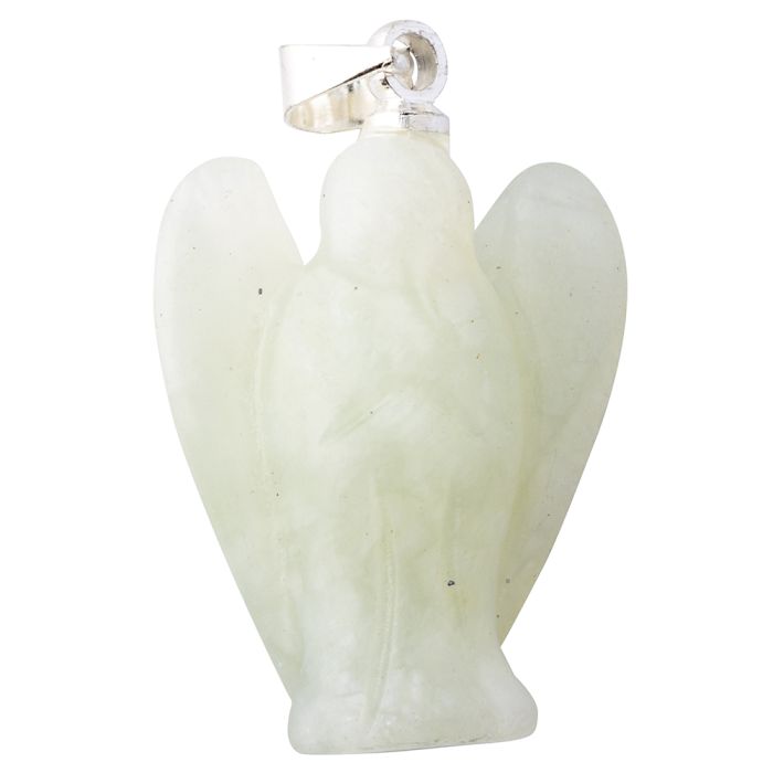 New Jade Angel Pendant, Silver Plated Bail 20mm (1pc) NETT